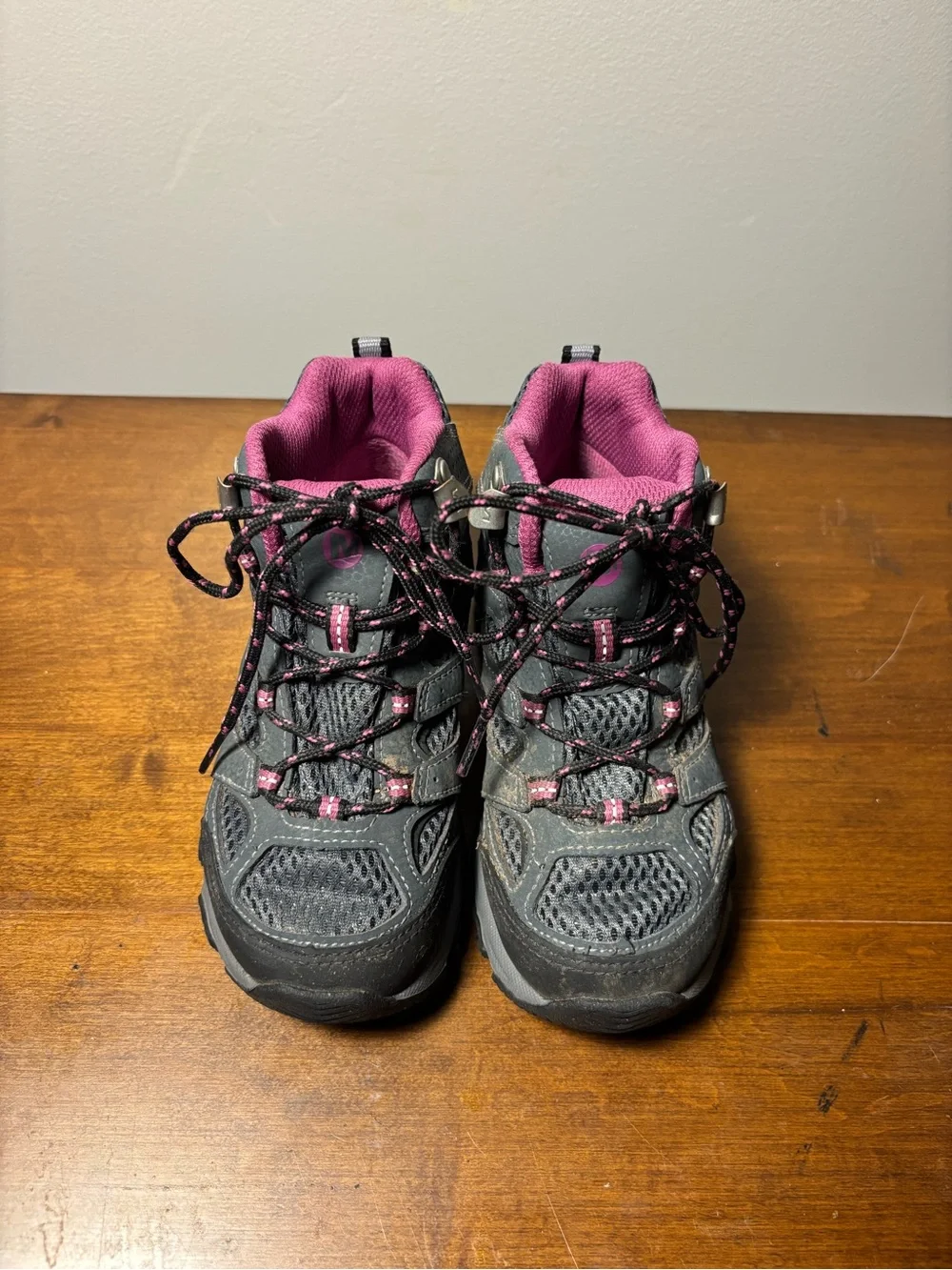Merrell Black and Pink Kids Hiking Boots
